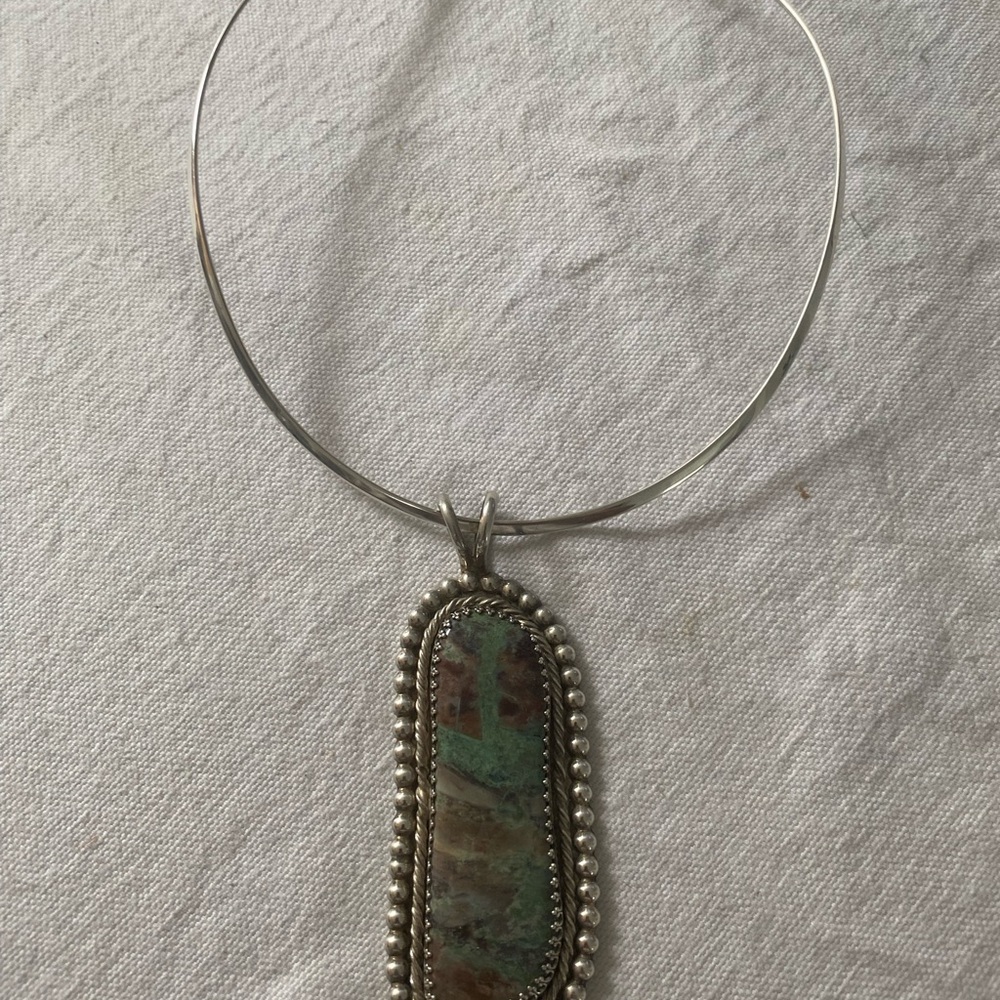 Elegant Sterling Silver and Chrysocolla necklace